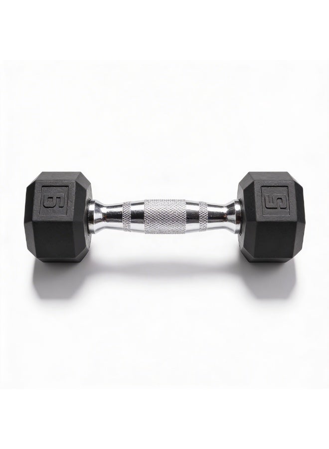 TA Sport DB6101 5 lb Rubber Hexagonal Dumbbell with Logo - Image 3